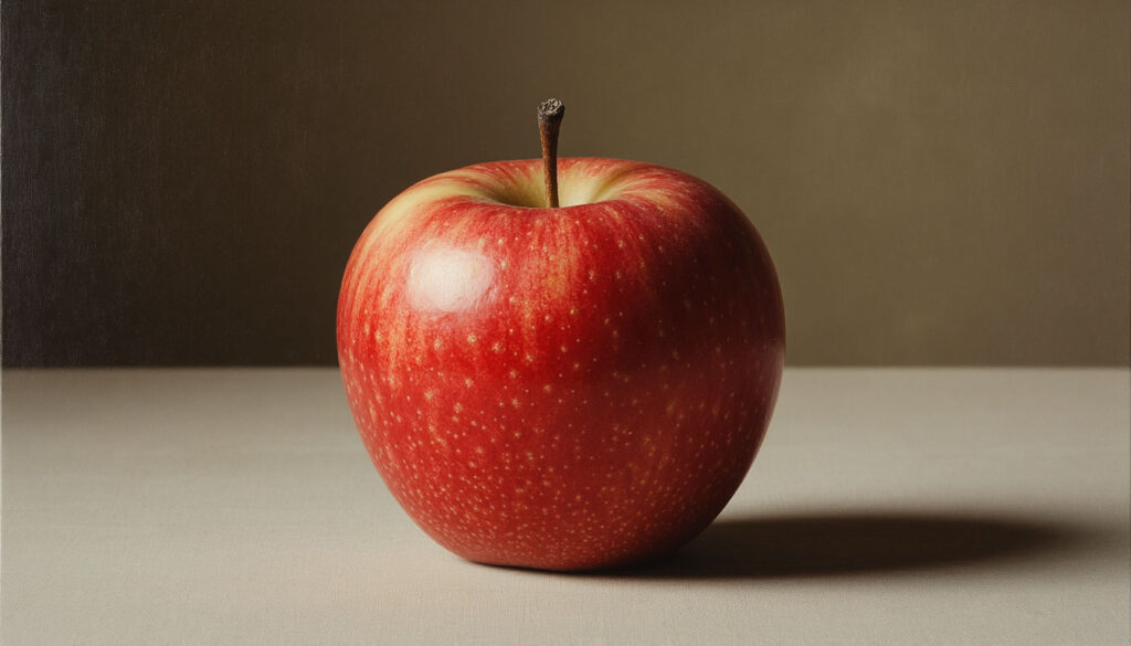 Свежее сочное яблоко среднего размера