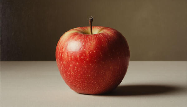 Свежее сочное яблоко среднего размера