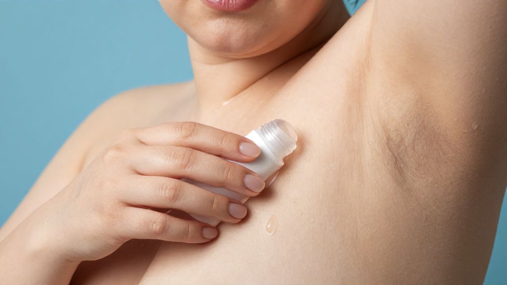 Нанесение дезодоранта на выбритую кожу подмышек