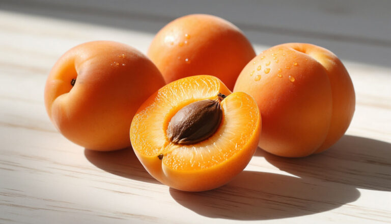 Спелые абрикосы в разрезе крупным планом