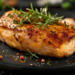 Запеченная куриная грудка на тарелке
