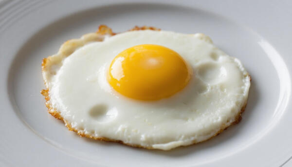 Яичница глазунья из одного яйца на тарелке