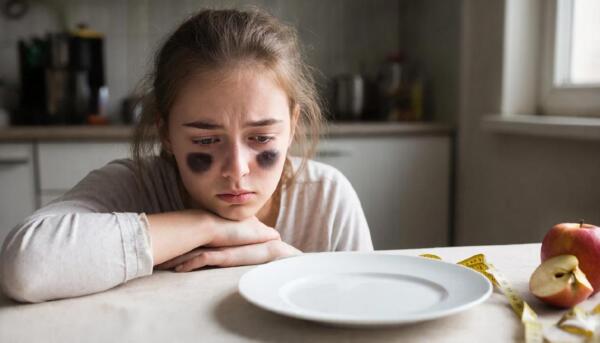 Женщина испытывает усталость и упадок сил из-за неправильной диеты